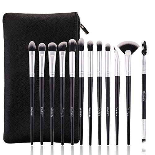 Daubigny 12 PCS Eye Makeup Brush Set with Carrying Bag for Eyeshadow and Concealer