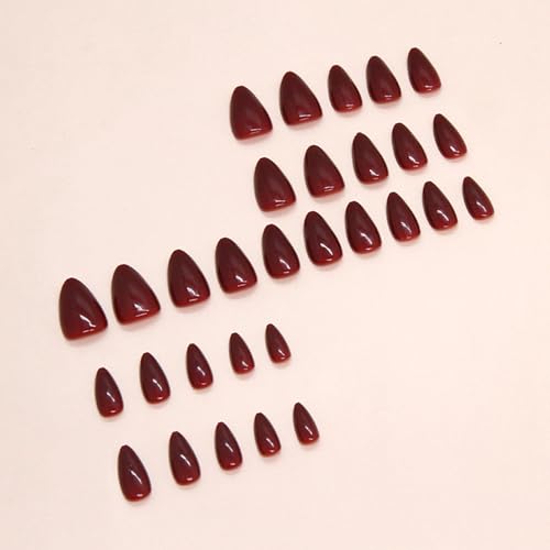 24 Piece Deep Red Acrylic Nails Set - Full Coverage Manicure Kit - Image 4