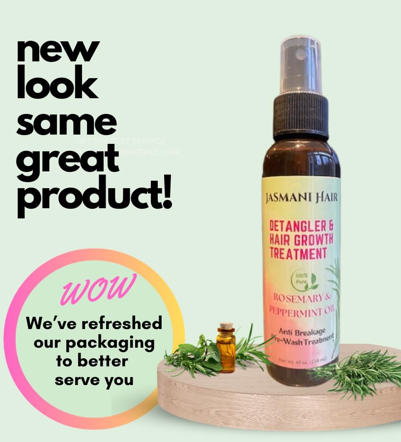 Detangler Spray & Hair Growth Oil - 2 in 1 -Pre-Shampoo Treatment - Peppermint & Rosemary for Dry Scalp, Matted, Knots, Breakage, Split Ends, 4C, Curly, Kids & Adults - Smooths & Nourishes 4 fl oz - Image 6