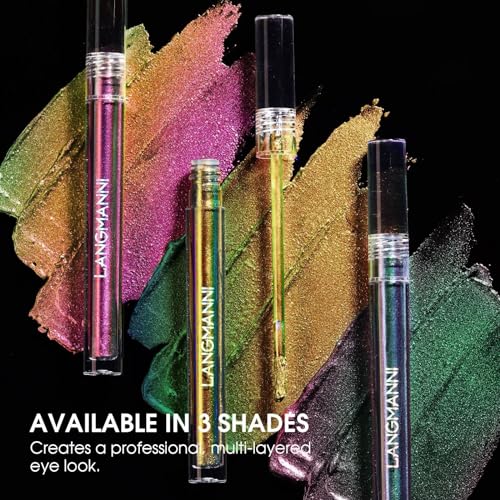 Duochrome Liquid Eyeshadow, Chameleon Multichrome Green Metallic Holographic Gel Eye Shadow, High Pigmented Quick-Dry Waterproof Color Shifting Glitter Shimmer Gradient Eye Gloss Makeup (PEACOCK) - Image 4
