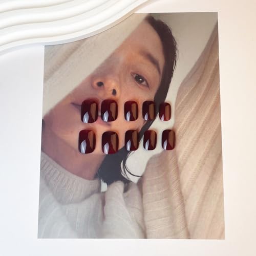 Chic Burgundy Acrylic Nail Tips Set, 24 Piece Stylish Manicure Kit - Image 2