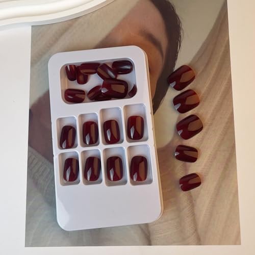 Chic Burgundy Acrylic Nail Tips Set, 24 Piece Stylish Manicure Kit - Image 4