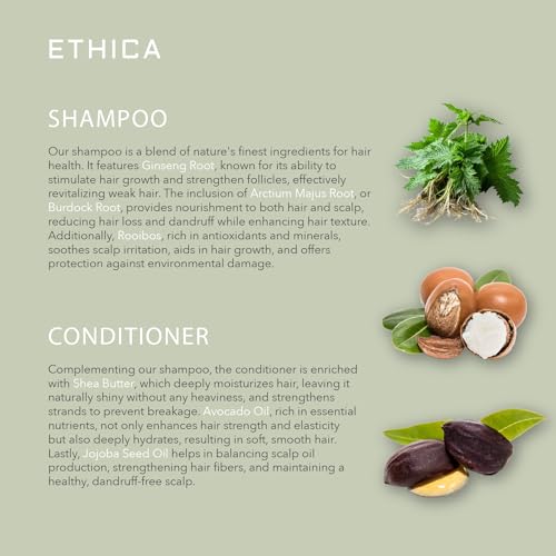 Ethica Hair Growth Shampoo and Conditioner Set - Cleanse and Hydrate for Healthy Hair and Scalp, Moisturizing Shampoo and Conditioner, High Performance Hair Care, 8.45 fl. Oz. / 250 mL - Image 5
