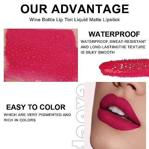 evpct Wine Lip Tint Stain 6 Colors Set Long Lasting Waterproof, Warm pink neutral Nude brown Deep cranberry Mauve pink Berry pink Wine Bottles Lip Tint Stain Korean Peel off Liquid Lipstick Set 05 - Image 3