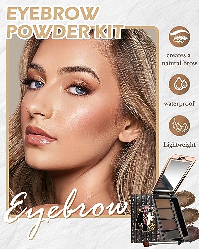 Eyebrow Powder Kit-3 colors Exoticism Brow Powder Palette, Longlasting Waterproof Brow Definer Powder Eyebrow Filler, Fill & Sculpt Brow for Women Eye Makeup, With Brow Tool - Dark Brown Series - Image 4