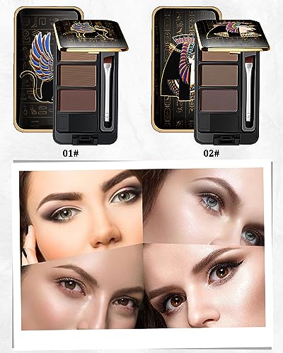 Eyebrow Powder Kit-3 colors Exoticism Brow Powder Palette, Longlasting Waterproof Brow Definer Powder Eyebrow Filler, Fill & Sculpt Brow for Women Eye Makeup, With Brow Tool - Dark Brown Series - Image 7