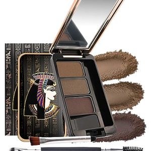 Eyebrow Powder Kit-3 colors Exoticism Brow Powder Palette, Longlasting Waterproof Brow Definer Powder Eyebrow Filler, Fill & Sculpt Brow for Women Eye Makeup, With Brow Tool - Dark Brown Series