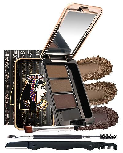 Eyebrow Powder Kit-3 colors Exoticism Brow Powder Palette, Longlasting Waterproof Brow Definer Powder Eyebrow Filler, Fill & Sculpt Brow for Women Eye Makeup, With Brow Tool - Dark Brown Series
