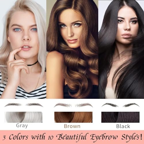 Eyebrow Tattoo 8 Sheets, 80 Pairs Eyebrow Tattoo Sticker Waterproof 4D Hair-Like Temporary Eyebrows Peel Off Brows Grooming Transfers Stickers Makeup for Women, Men, Girls, Brown/Black - Image 2