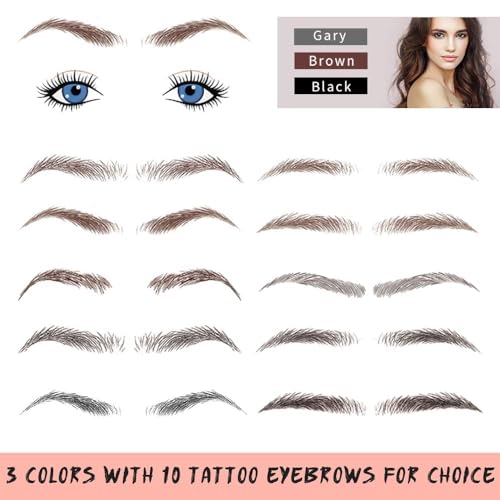 Eyebrow Tattoo 8 Sheets, 84 Pairs Eyebrow Tattoo Sticker Waterproof 4D Hair-Like Temporary Eyebrows Peel Off Brows Grooming Transfers Stickers Makeup for Women, Men, Girls, Brown/Black - Image 5