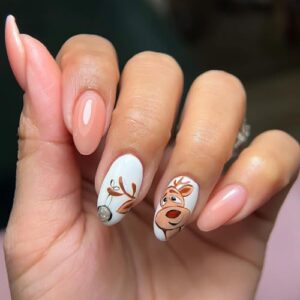 Festive Reindeer Acrylic Nail Art Set for Beautiful Holiday Nail Designs