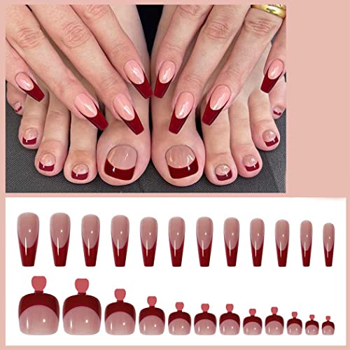 French Tip Acrylic Nails Different Colors - Image 5
