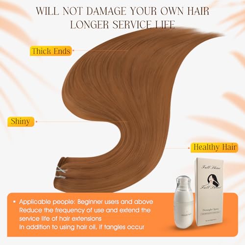 Full Shine Clip in Hair Extensions Copper Human Hair Real Hair Extensions Clip in Human Hair 22 Inch Copper Red Hair Extensions Straight Remy Hair 7Pcs Seamless Clip ins - Image 5