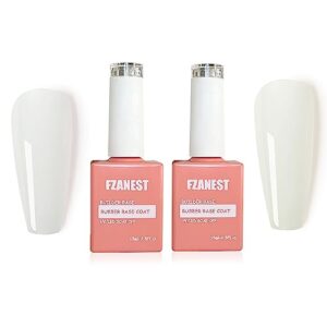 FZANEST Milky White Builder Rubber Base Gel For Nails 2pcs Set,6 in 1 Builder Strengthener Extension Clear Sheer Nude Color Gel Nail Polish,Elastic Rubber Base Coat,The Gel in a Bottle 15ml*2