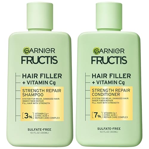 Garnier Fructis Hair Filler Strength Repair Shampoo and Conditioner Set with Vitamin Cg, 10.1 FL OZ (2 Items), 1 Kit
