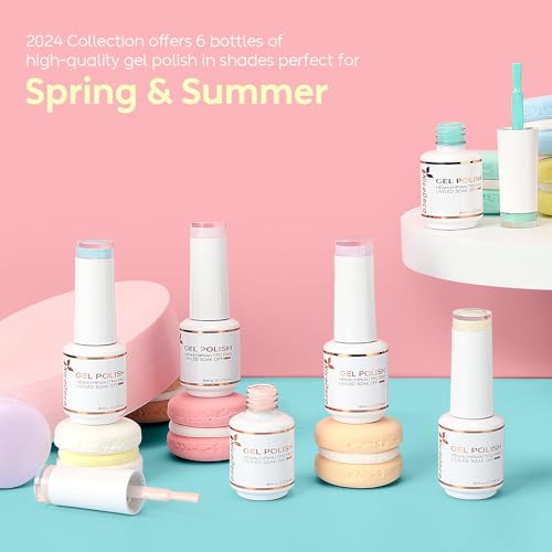 Gel Nail Polish Easter Spring Summer 6 Colors Gel Polish Green Blue Nude Pink Purple Nail Polish Gel Easter Gifts for Women Girls - Image 3