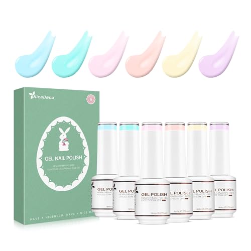 Gel Nail Polish Easter Spring Summer 6 Colors Gel Polish Green Blue Nude Pink Purple Nail Polish Gel Easter Gifts for Women Girls