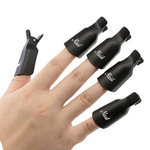 Gel Nail Polish Remover Clips, 10pc Gel Nail Remover Kit Gel Remover for Nails Acrylic Nail Remover Nail Clips for Polish Removal, Nail Soak off Clips Soak off Gel Polish Remover-Black