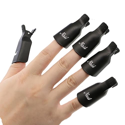 Gel Nail Polish Remover Clips, 10pc Gel Nail Remover Kit Gel Remover for Nails Acrylic Nail Remover Nail Clips for Polish Removal, Nail Soak off Clips Soak off Gel Polish Remover-Black