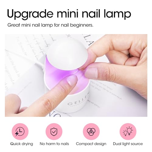 Gellen Mini UV Light for Gel Nails, Small UV Nail Lamp for Easy and Fast Extension System, Portable Manicure Uv Led Light for Gel Nail Polish DIY Nail Art - Image 2