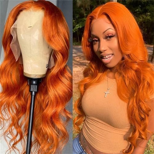 Ginger Orange Lace Front Body Wave Human Hair Wig for Women 13x4 Pre Plucked Medium - Image 5