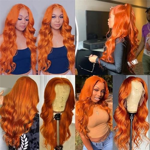 Ginger Orange Lace Front Body Wave Human Hair Wig for Women 13x4 Pre Plucked Medium - Image 6