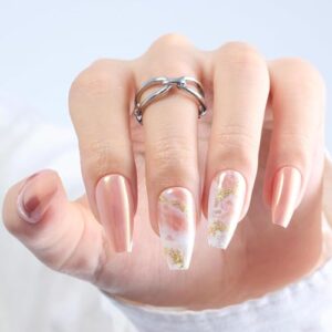 24 Piece Glittery Grey Acrylic Nails Set for a Stunning Manicure