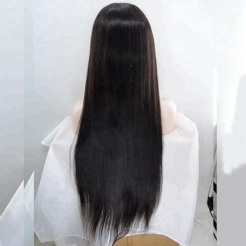 Glueless Machine Made Wig Human Hair with Bangs Brazilian Virgin Hair Weft Wigs for Black Women Straight 150density 20IN - Image 2