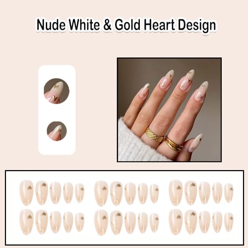 ?Gold & White Acrylic Nails? - Image 2