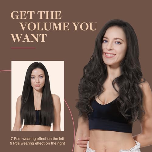 GOO GOO Clip in Hair Extensions Real Human Hair, 22inch 150g 9Pcs, 2 Dark Brown, Remy Human Hair Extensions Clip ins for Women, Natural Human Hair - Image 7