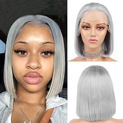 Gray Human Hair Lace Front Wig