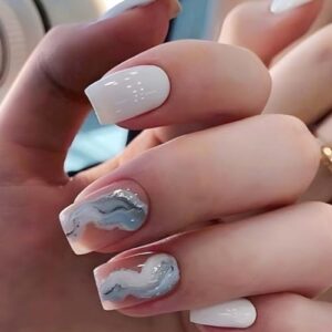 Grey Acrylic Nails Short