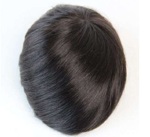 Hair 6A Hair Pieces Mono Base Men's Toupee Chinese soft 6inch human hair, Men's Wig Straight 8"x10" (trademark:DaJun) Color#1b