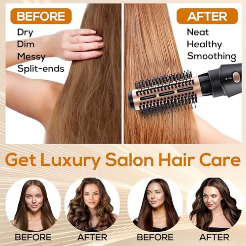 Hair Dryer Brush, Hot Tools Blow Dryer Brush 5-in-1 Blowout Volumizer Brush Set for One-Step Drying/Straightening/Volumizing Styling/Curling, Negative Ion Ceramic Styler Brush Smooth Frizz-Free - Image 2