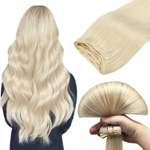Hair extension sew-in using human hair.