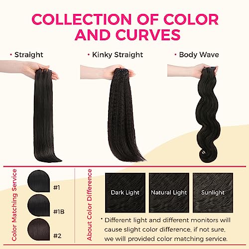 Hair Extensions Clip in Hair Extensions 100% Real Human Hair 110g Kinky Straight Seamless Clip in Hair Extensions Natural Black 14 Inch Human Hair with Invisi Edge for Black Women - Image 7