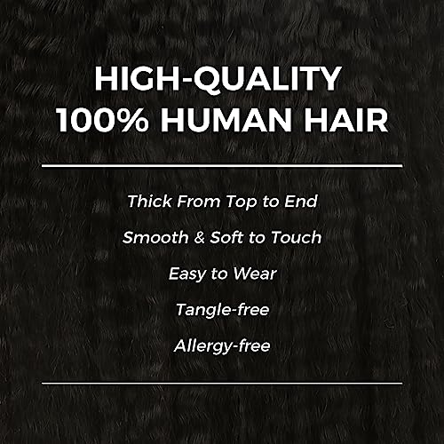 Hair Extensions Clip in Hair Extensions 100% Real Human Hair 110g Kinky Straight Seamless Clip in Hair Extensions Natural Black 14 Inch Human Hair with Invisi Edge for Black Women - Image 4