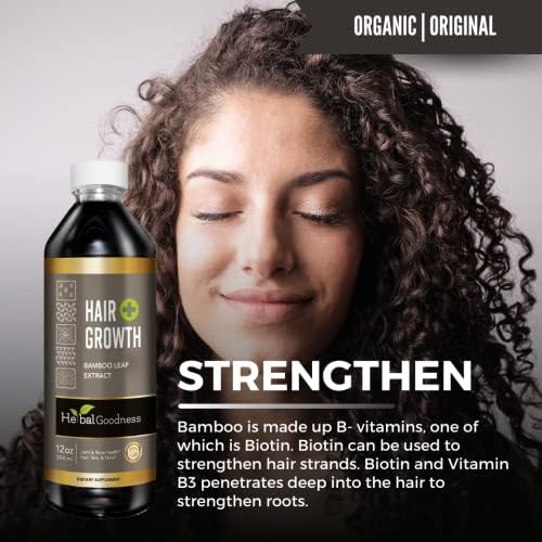 Hair Growth Plus 12oz - Bamboo Hair Product for Women and Men with Vitamins for Hair Growth with Collagen supplements, Keratin - Hair Skin and Nails Vitamins for all Hair Types -1 Bottle - Image 5