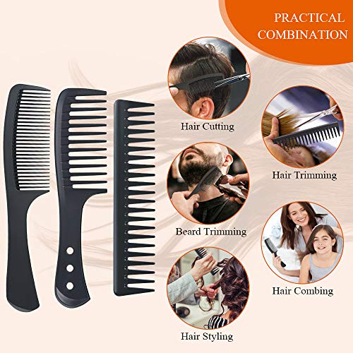 Hairdressing Combs Set, 3 Pack Wide Tooth Combs, Heat Resistant Anti-static Carbon Hair Brush Hair Comb for Long, Wet or Curly Hair Detangling - Image 4