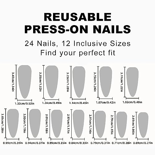 Halloween Press on Nails Long Stiletto SWEKKE Fake Nails White Full Cover Sliver Swirl False Nails with Designs Glossy Glue on Nails Y2K Press on Nails Manicure Artificial Nails for Women Girls 24Pcs - Image 6
