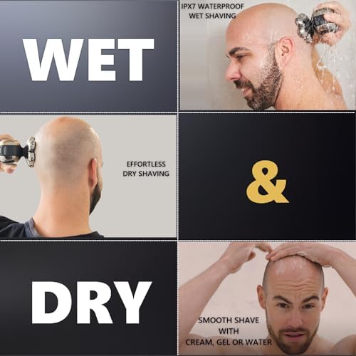 Head shavers for Bald Men IPX7 Waterproof Wet/Dry : Advanced Skull Shaver with LED Display - Complete Bald Head shavers for Men All in One Close & Smooth Shave Bald Head Shaver Kit with Travel Case - Image 3