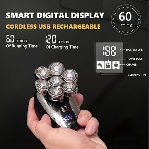 Head shavers for Bald Men IPX7 Waterproof Wet/Dry : Advanced Skull Shaver with LED Display - Complete Bald Head shavers for Men All in One Close & Smooth Shave Bald Head Shaver Kit with Travel Case - Image 4