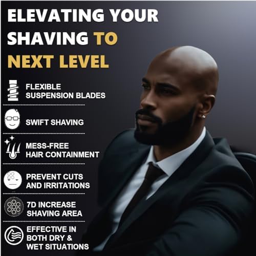 Head shavers for Bald Men IPX7 Waterproof Wet/Dry : Advanced Skull Shaver with LED Display - Complete Bald Head shavers for Men All in One Close & Smooth Shave Bald Head Shaver Kit with Travel Case - Image 5