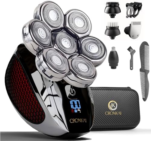 Head shavers for Bald Men IPX7 Waterproof Wet/Dry : Advanced Skull Shaver with LED Display - Complete Bald Head shavers for Men All in One Close & Smooth Shave Bald Head Shaver Kit with Travel Case