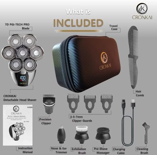 Head shavers for Bald Men IPX7 Waterproof Wet/Dry : Advanced Skull Shaver with LED Display - Complete Bald Head shavers for Men All in One Close & Smooth Shave Bald Head Shaver Kit with Travel Case - Image 7