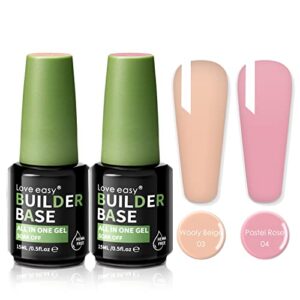 Hema-Free Builder Base Set,2 Colors Pink Neutral Sheer Builder Base for Nails in A Bottle Gel,for Building Extension Building Extension Repair False Nail Gel Nail Polish 15ml Kit