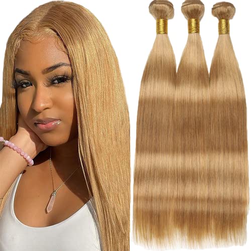 Honey Blonde Straight Hair Bundles 8A Grade Double Weft 300g 22 24 26 Inch