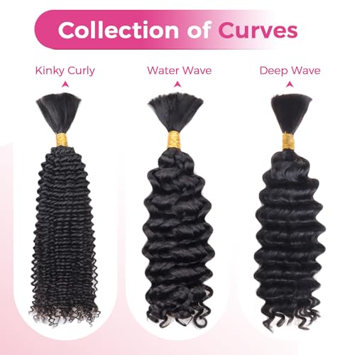 Human Braiding Hair Kinky Curly Bulk Human Hair for Braiding 100% Virgin Hair Bulk for Boho Braids Box Braids No Weft Hair Extensions Natural Black 100g 1 Bundle/1 Pack 16 Inch - Image 9