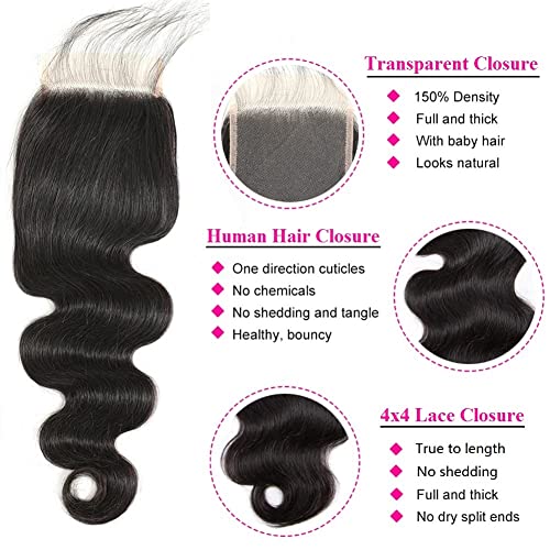 4x4 Inch Natural Look Human Hair Lace Closure Easy Styling for Effortless Beauty - Image 3