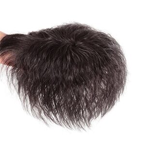 Human Hair Nature Curly Topper Replacement Fluffy Hairpiece Seamless Clip in Top Wiglet for Women Thin Hair Large Nature Black